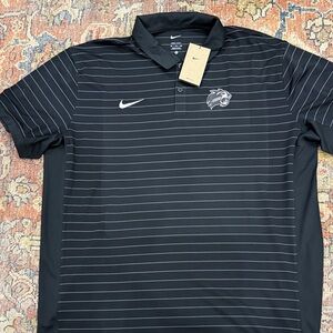 Nike Men's Black Polo with White Stripes